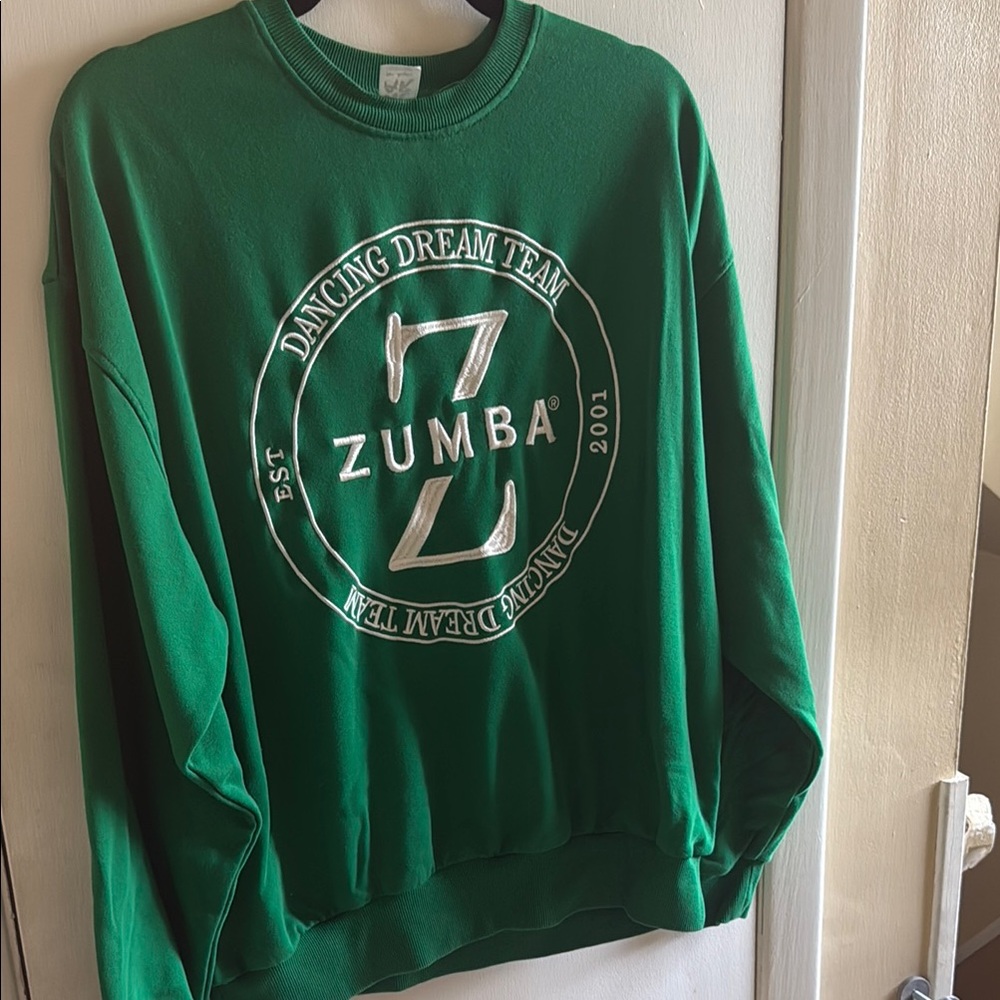 Zumba Fitness Dancing Dream Team Green Crewneck Sweater